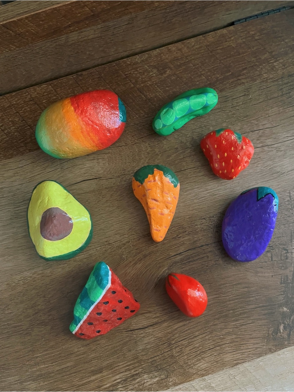 Hand-Painted Rock Fruit & Veggie Set for Mud-Kitchen - Indoor or Outdoor Play